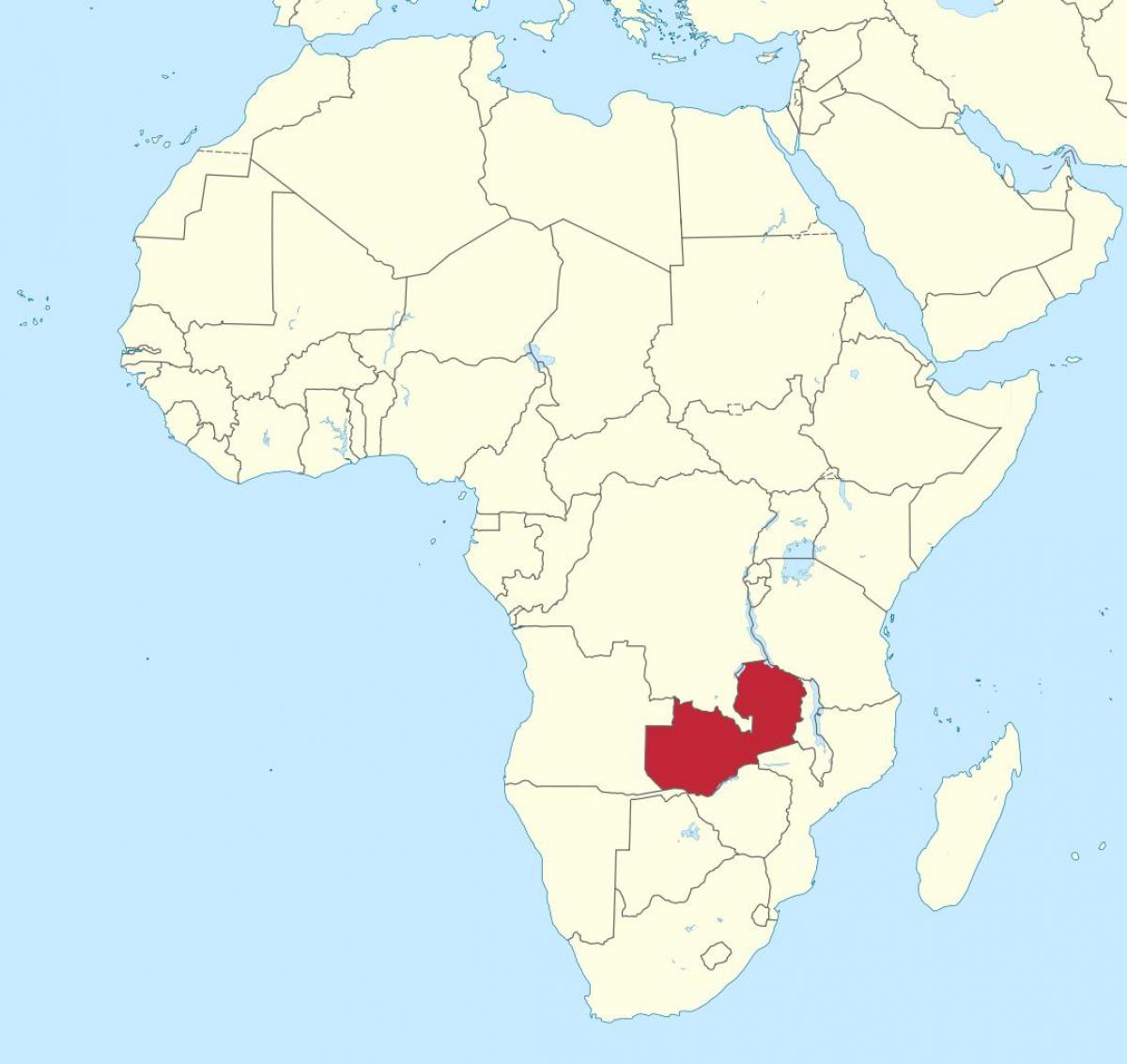 რუკა აფრიკის რესპუბლიკა ზამბიის აჩვენებს